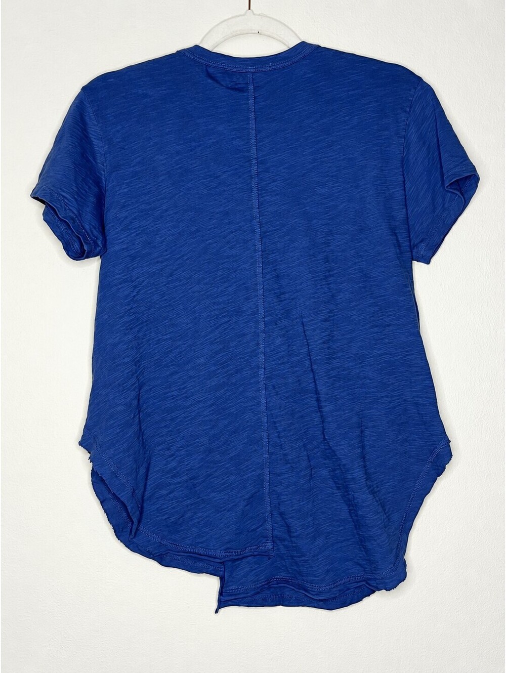 Wilt Blue Slub Knit Henley Tee XS Oversized High Low Curved Hem USA - Picture 3 of 5